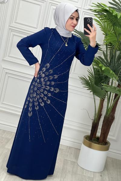 1016 Bera Elbise İndigo