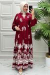 0010 Elbise  Bordo