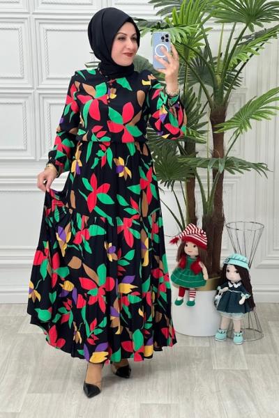 0022 Begonvil Elbise Siyah