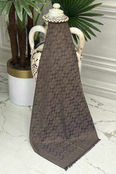 0033 Coach Yün İpek Şal  Kahverengi