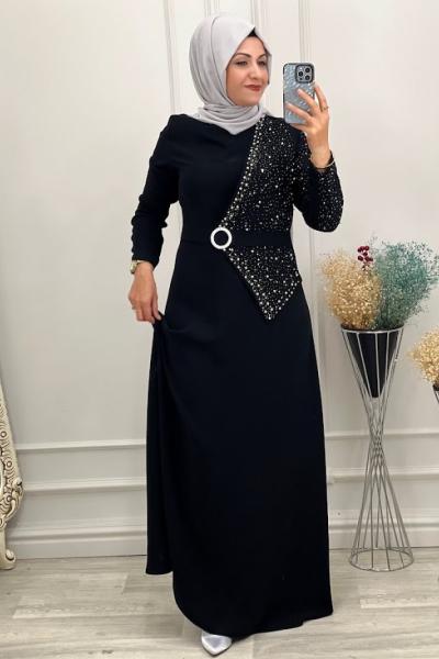 0130 Ceket Görünümlü Elbise Siyah