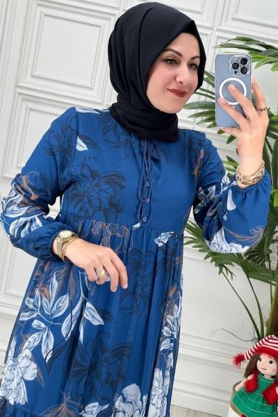 02205 Ihlamur Elbise Lacivert