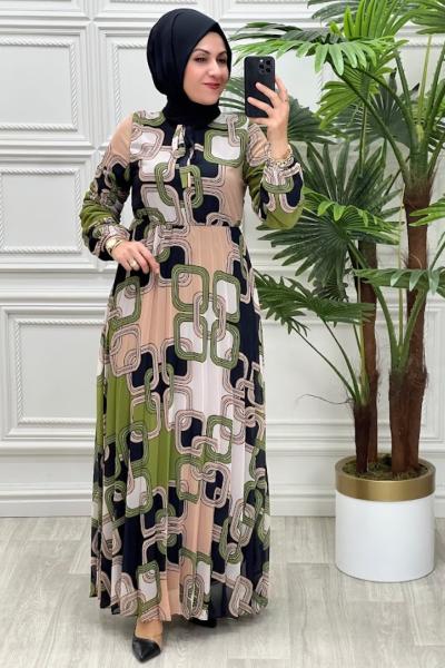 02235 Leylak Elbise Yeşil