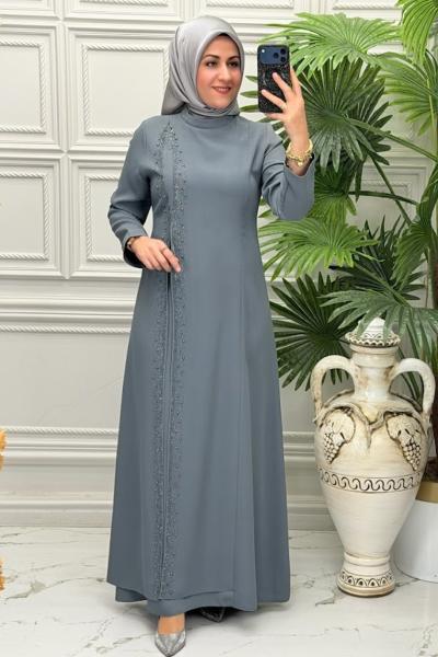 0307 Elbise  Gri