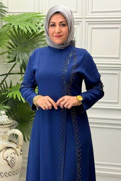 0307 Elbise  İndigo