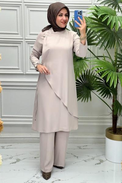 0359 Tunik Takım Taş Rengi