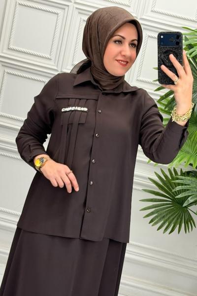 0375 Etekli Takım  Kahverengi