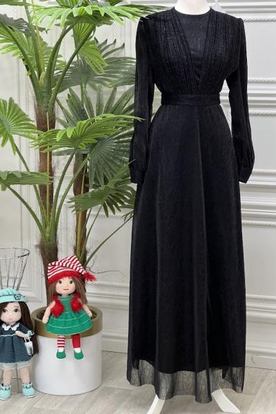 04082 Dilrüba Elbise Siyah