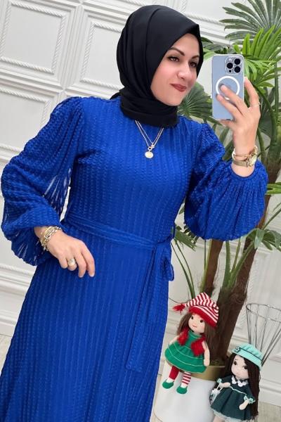 04102 Eftelya Elbise Saks Mavisi