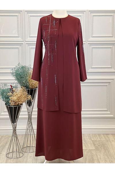 1010 Büyük Beden Anne Elbise Kiremit Diğer