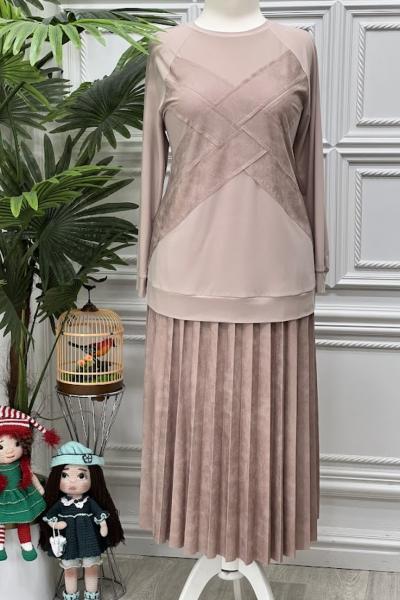 1053 Tunik Takım Taş Rengi