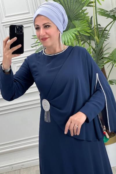 1078 Elbise Lacivert