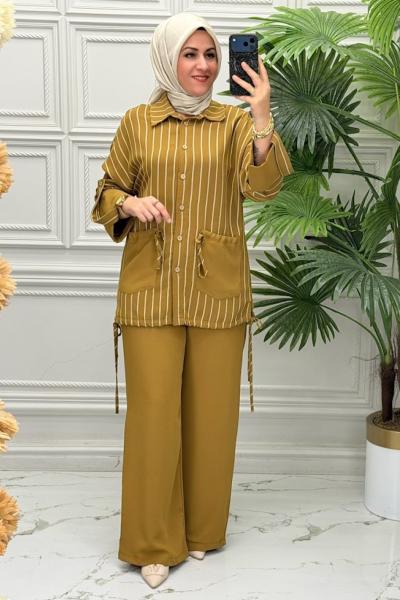 10826 Tunik Takım  Yağ Yeşili