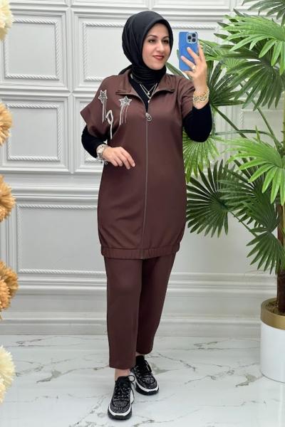 1084 Tunik Takım  Kahverengi