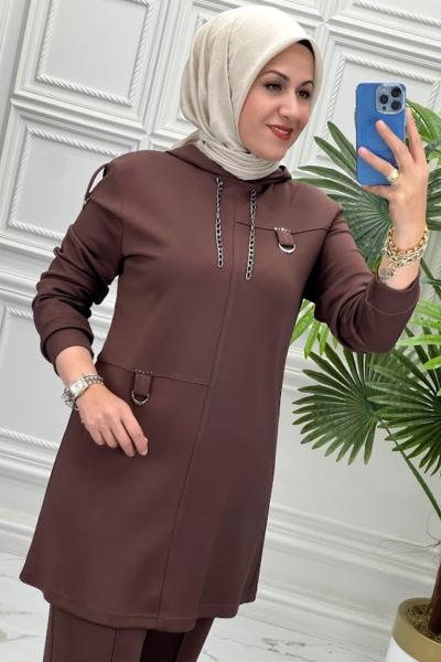 1096 Tunik Takım    Kahverengi