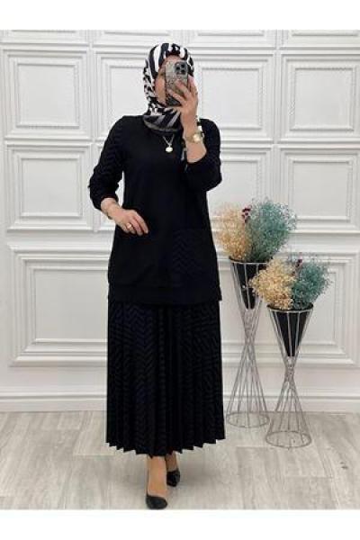 1099 Fileli Etekli Takım Siyah Diğer