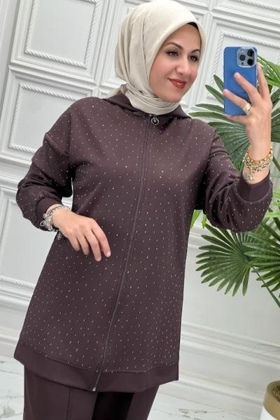 11088 Tunik Takım    Kahverengi