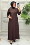 11099 Elbise  Kahverengi