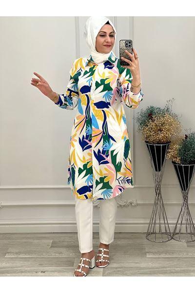 1116 Viskon Tunik Renkli Büyük Beden Diğer