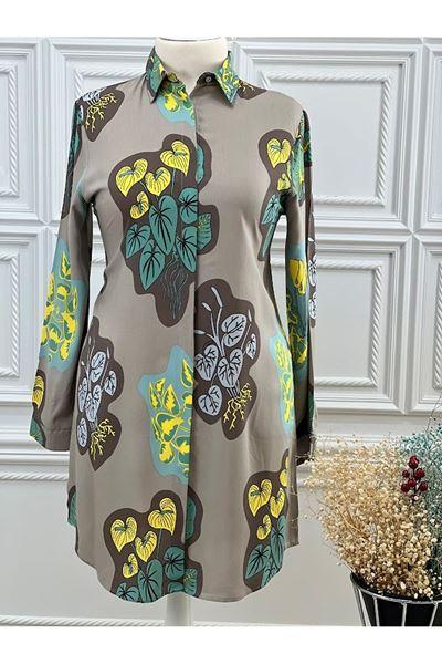 1118 Viskon Tunik Kahve Büyük Beden Diğer