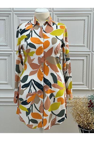 1119 Renkli Viskon Tunik Portakal Büyük Beden Diğer