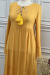 1129 Boyun Bağlamalı Elbise Sarı Sarı
