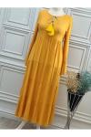 1129 Boyun Bağlamalı Elbise Sarı Diğer