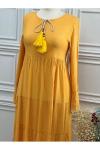 1129 Boyun Bağlamalı Elbise Sarı Diğer