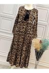 1131 Boyun Bağlamalı Leopar Elbise Diğer