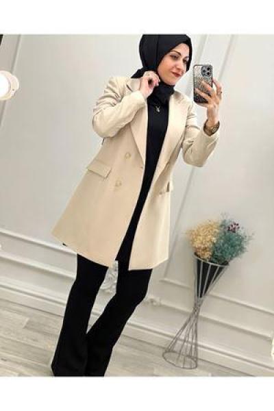 1134 Kruvaze Ceket Bej Bej