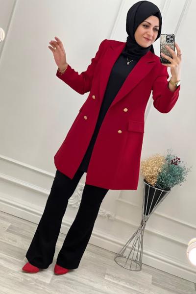 1134 Kruvaze Ceket Kırmızı Kırmızı