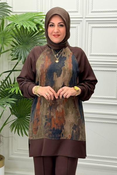 1162 Tunik Takım  Kahverengi