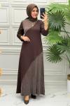 1163 Elbise  Kahverengi