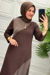 1163 Elbise  Kahverengi