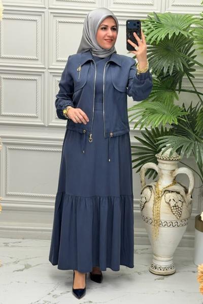1179 Elbise Lacivert