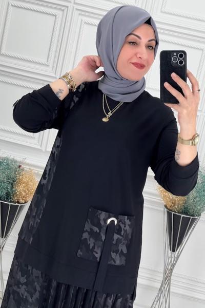 1186 Etekli Takım Siyah