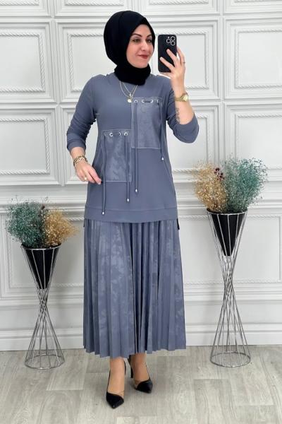 1187 Etekli  Takım Gri