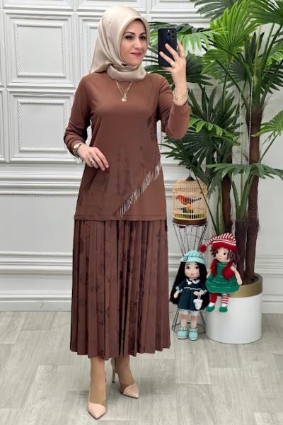 1194B Tunik Takım Kahverengi