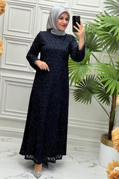1256 Elbise Lacivert