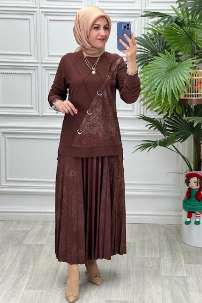 1282 Tunik Takım Kahverengi