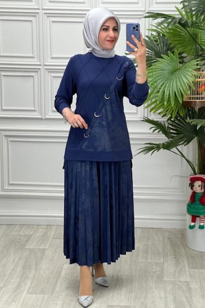 1282 Tunik Takım İndigo
