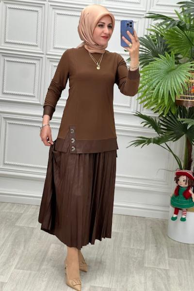 1299 Tunik Takım Kahverengi