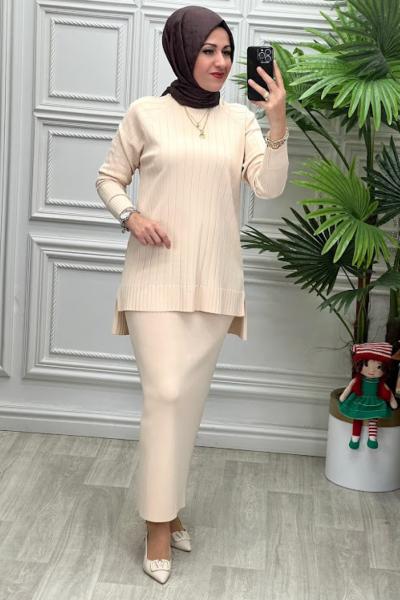 140286 Tunik Takım Taş Rengi
