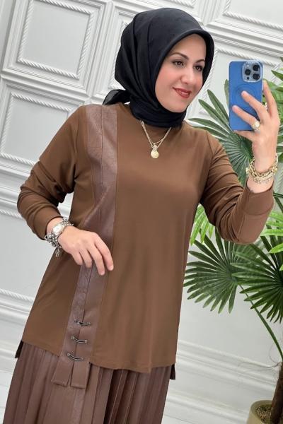 1408 Tunik Takım  Kahverengi