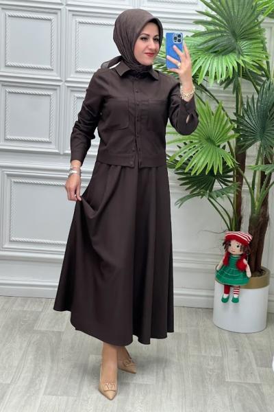 14256 Ceketli Takım Kahverengi