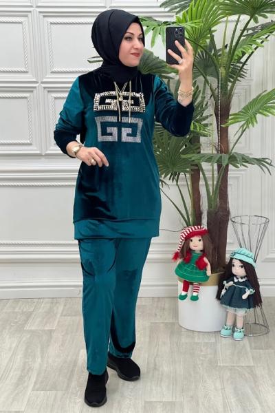 1444 Kadife Takım Yeşil