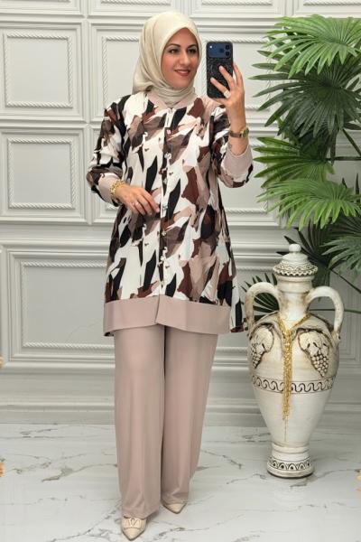 1446B Tunik Takım Taş Rengi