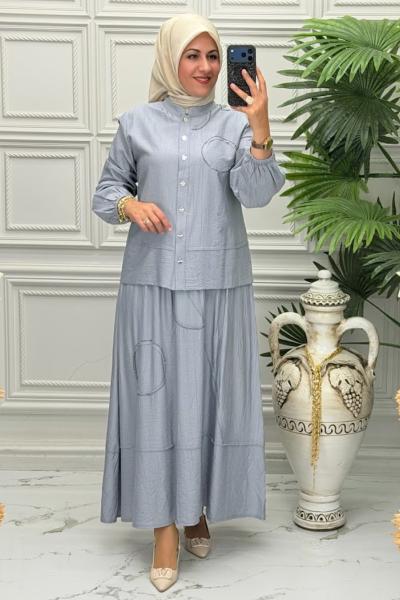 1447 Tunik Takım Gri