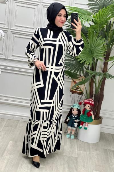 1530 Elbise Siyah Beyaz