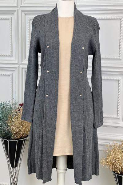 1560 Klasik Hırka Gri Gri